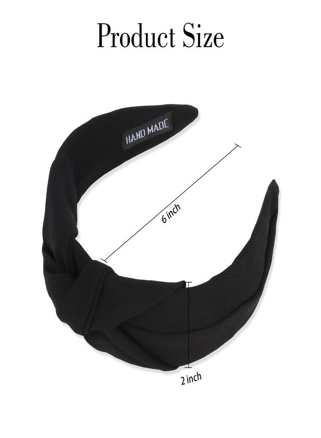 Amariver Black Headband Knotted Wide Headband for Women Top Knot Hair Band Non-slip Head Band Soft Fashion Hair Accessories for Women Girls - Image 2